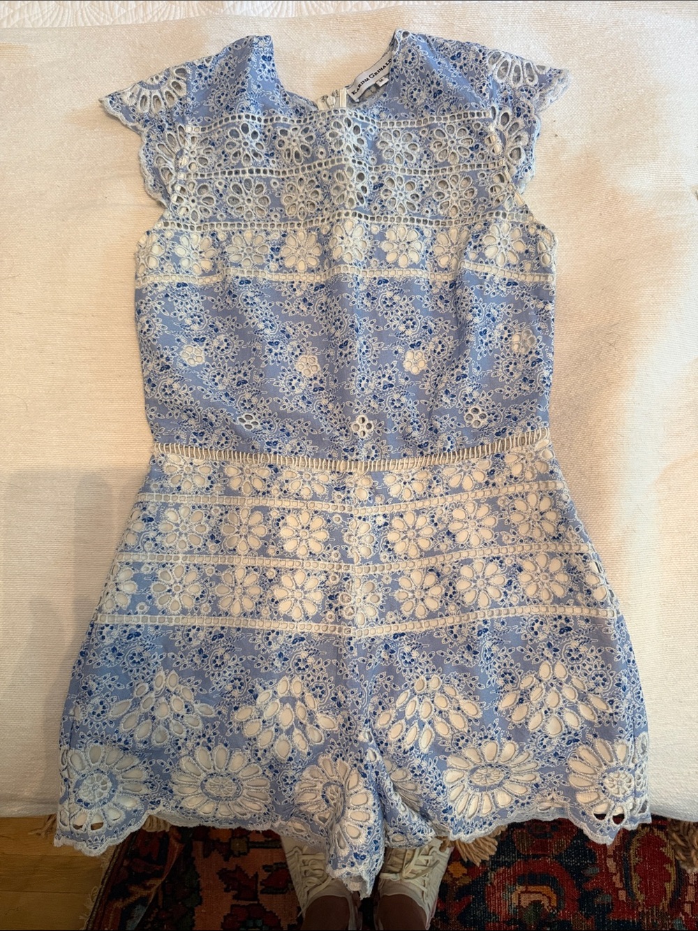 Karina Grimaldi Light Blue and White Lace Mini Romper - never worn! Sooo cute!!